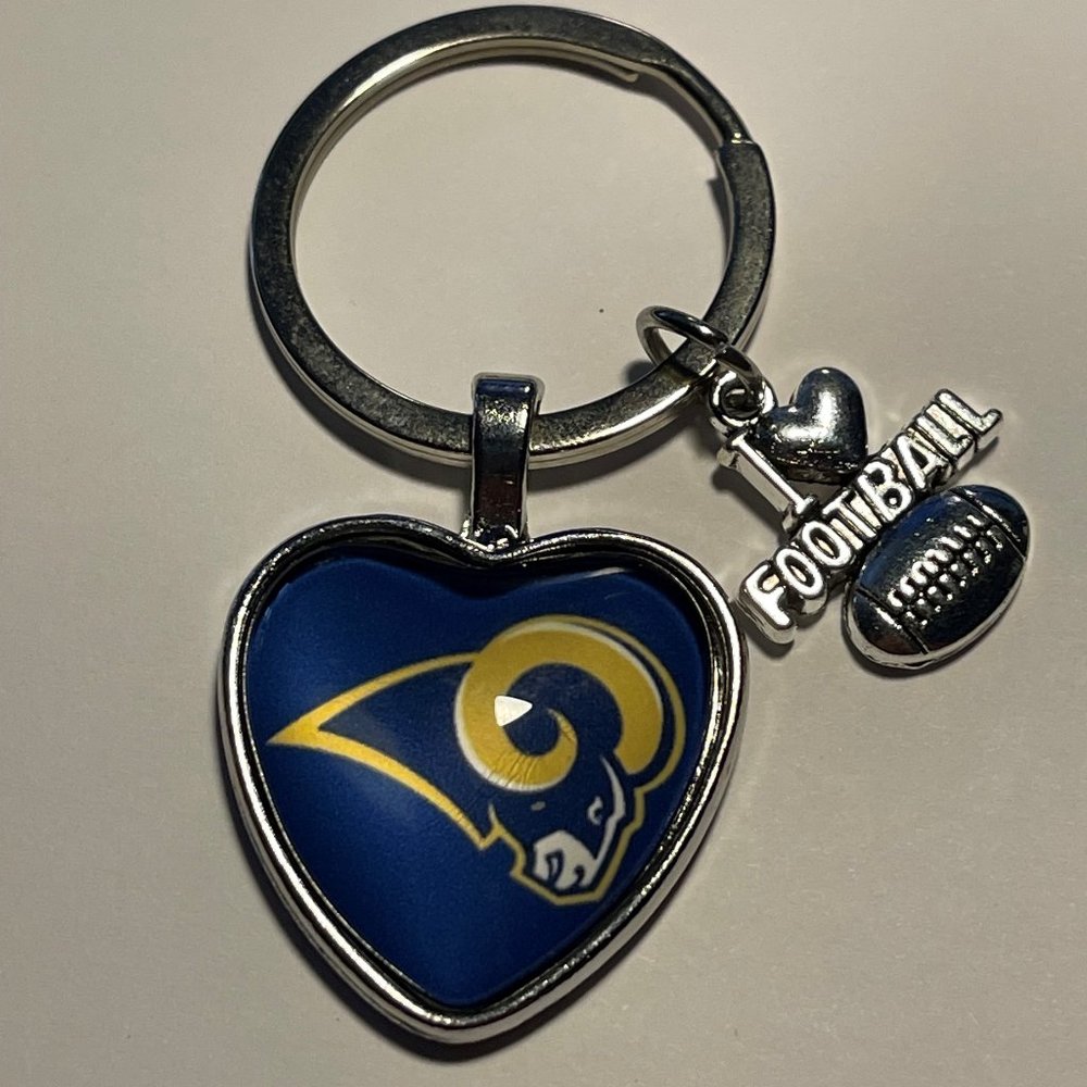 LOS ANGELES RAMS NFL I Love Football Heart Key Ring !!!NEW!!!